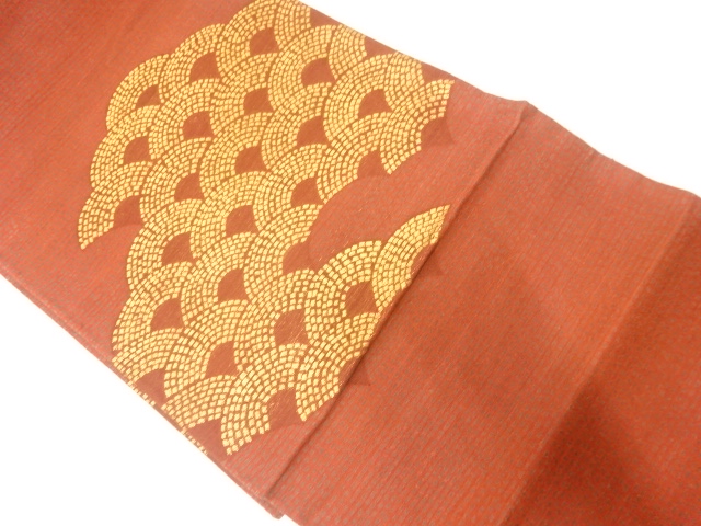 JAPANESE KIMONO / ANTIQUE FUKURO OBI / SILK / WOVEN SEIGAIHA